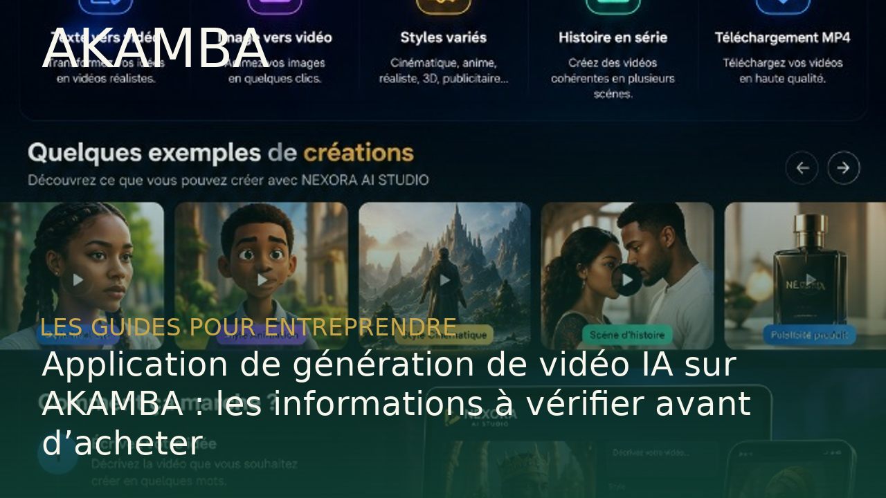 Application de génération de vidéo IA sur AKAMBA : les informations à vérifier avant d’acheter